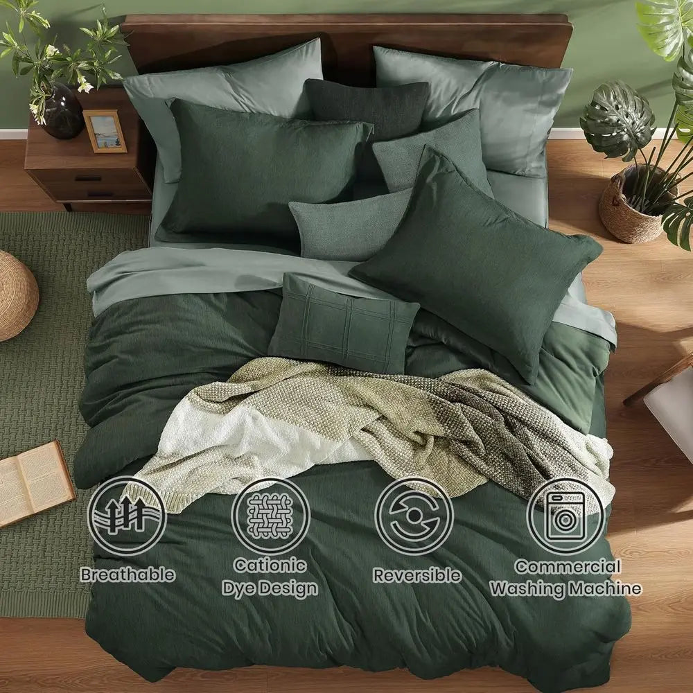 Modern King Bedding Set – Deep Forest 7 Piece Comforter Set with Shams.