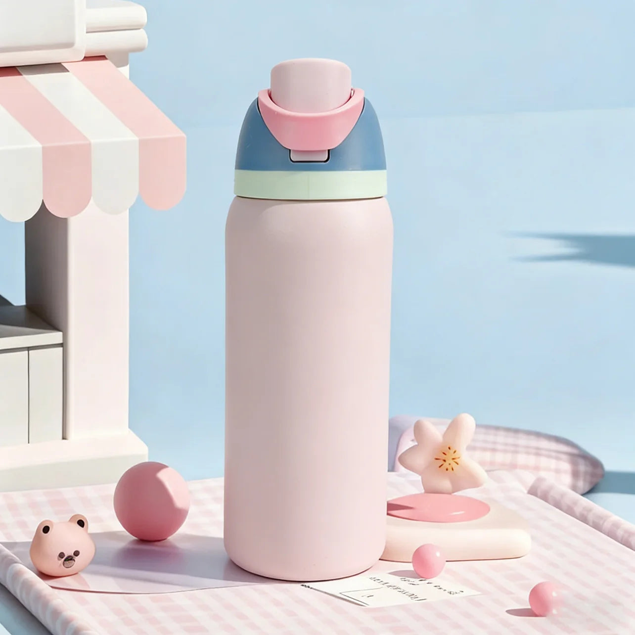 Owalaa Dusty Pink 32oz Stainless Steel Insulated Water Bottle with Straw – Perfect for Sports & Travel