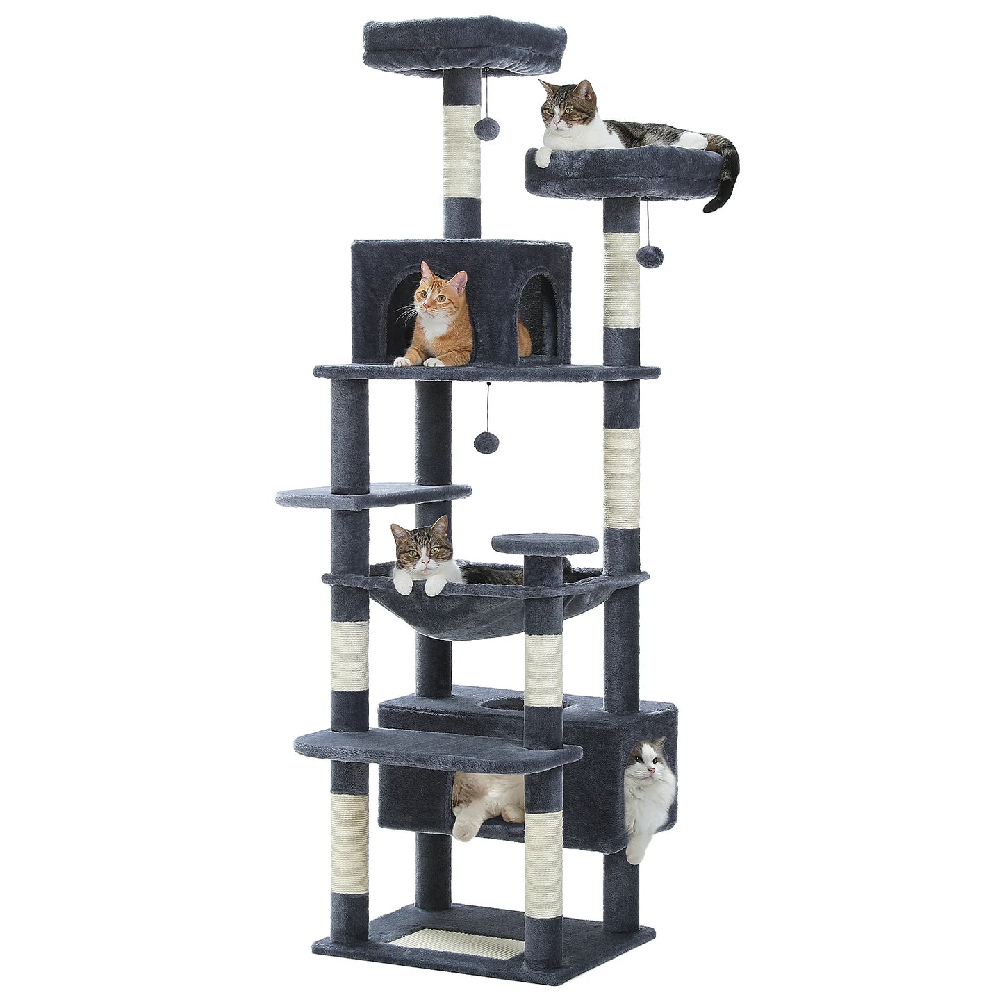 Large Cat Tree and Tower for Indoor Cats With Sisal-Covered Scratching Posts Spacious Hammock Padded Perches and Condos.