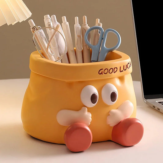 Cute Cartoon Paper Bag Pen Holder for Desk Storage