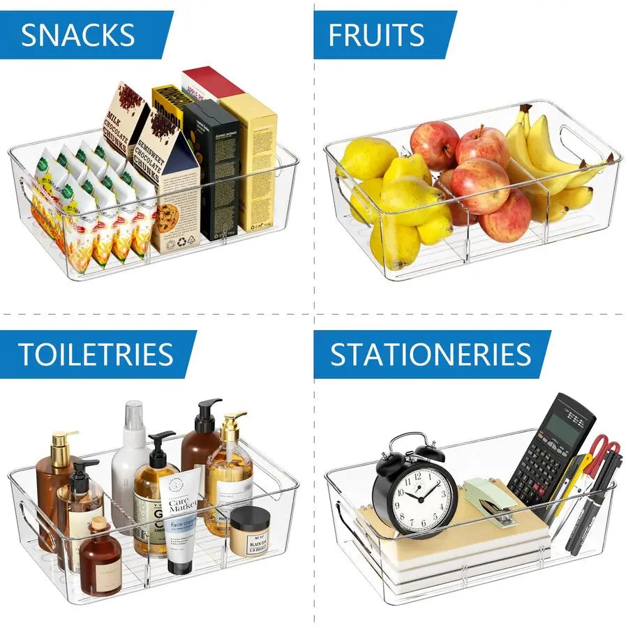 Pantry Organizers & Storage – 8PCS Clear Food Storage Bins for Snacks & Shelves