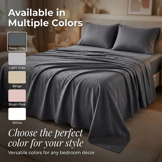 Bamboo Cooling Sheet Set – Fits Twin, Full, Queen, King & Cal King Beds with Deep Pockets; 18” Deep Pocket Bedding Set.