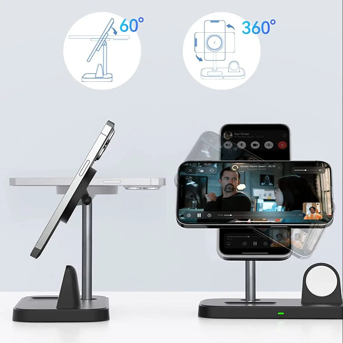 3-in-1 Wireless Charging Station for iPhone, Apple Watch, and AirPods; Compatible with iPhone 16/15/14/13 Series.