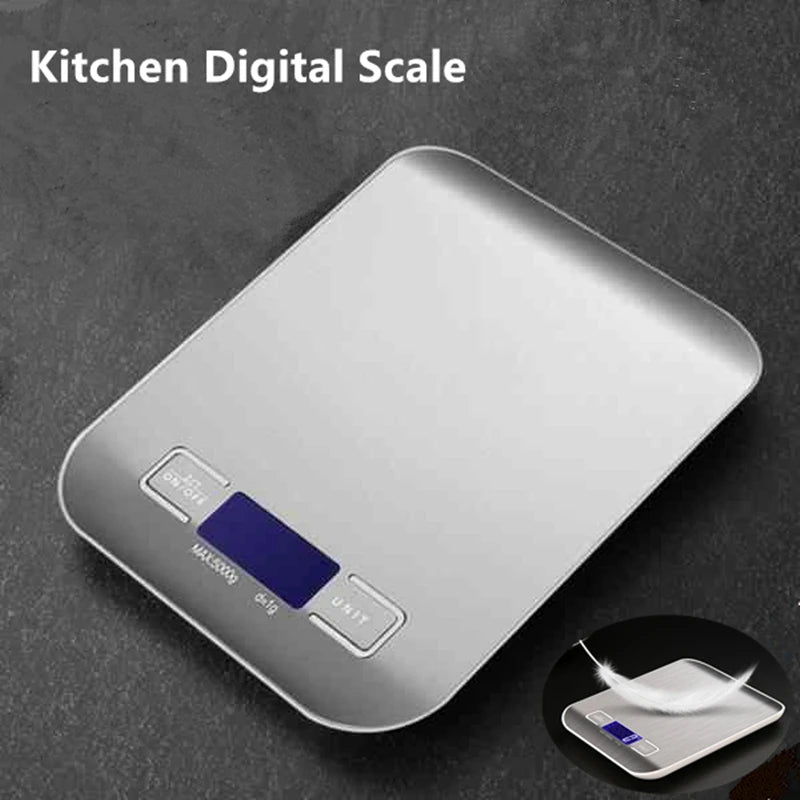 Stainless Steel Digital Kitchen Scale with LED Display – 10kg Capacity Precision Weighing