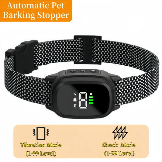 Waterproof Rechargeable Anti-Bark Collar with Vibration Training.
