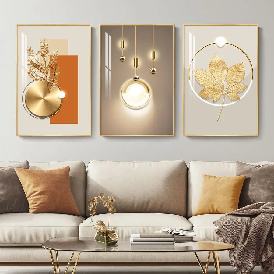 Contemporary Golden Canvas Artwork for Sophisticated Interiors.