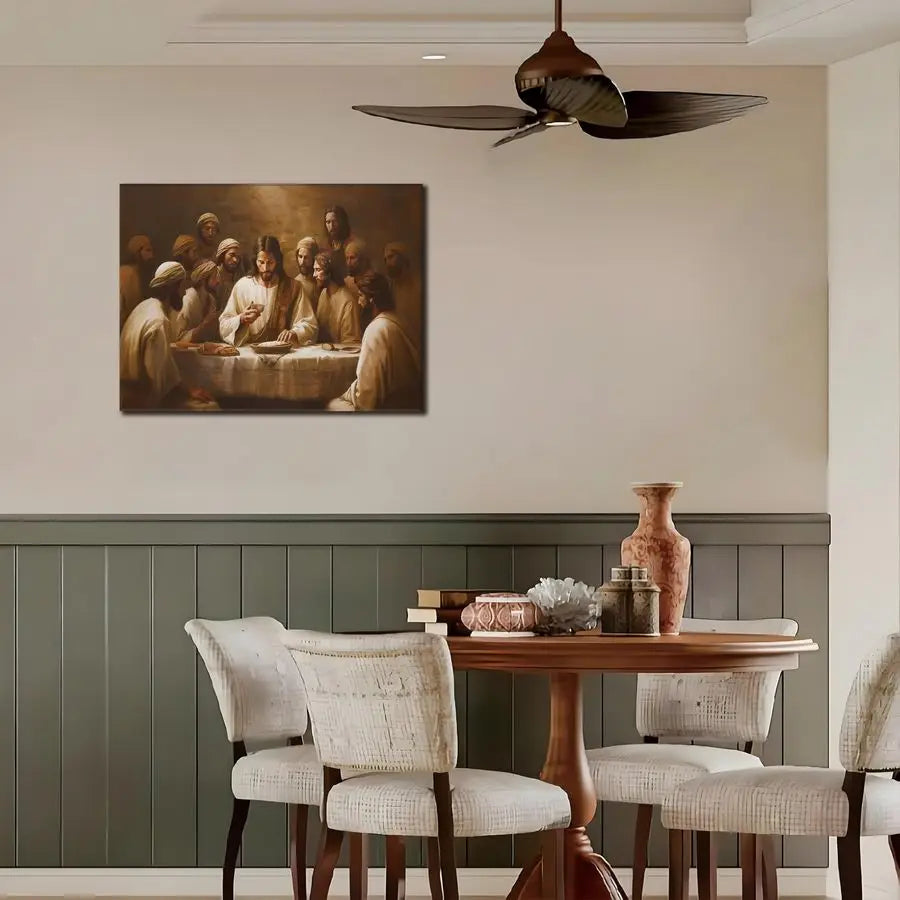Modern Christian Canvas Wall Art Featuring The Last Supper.