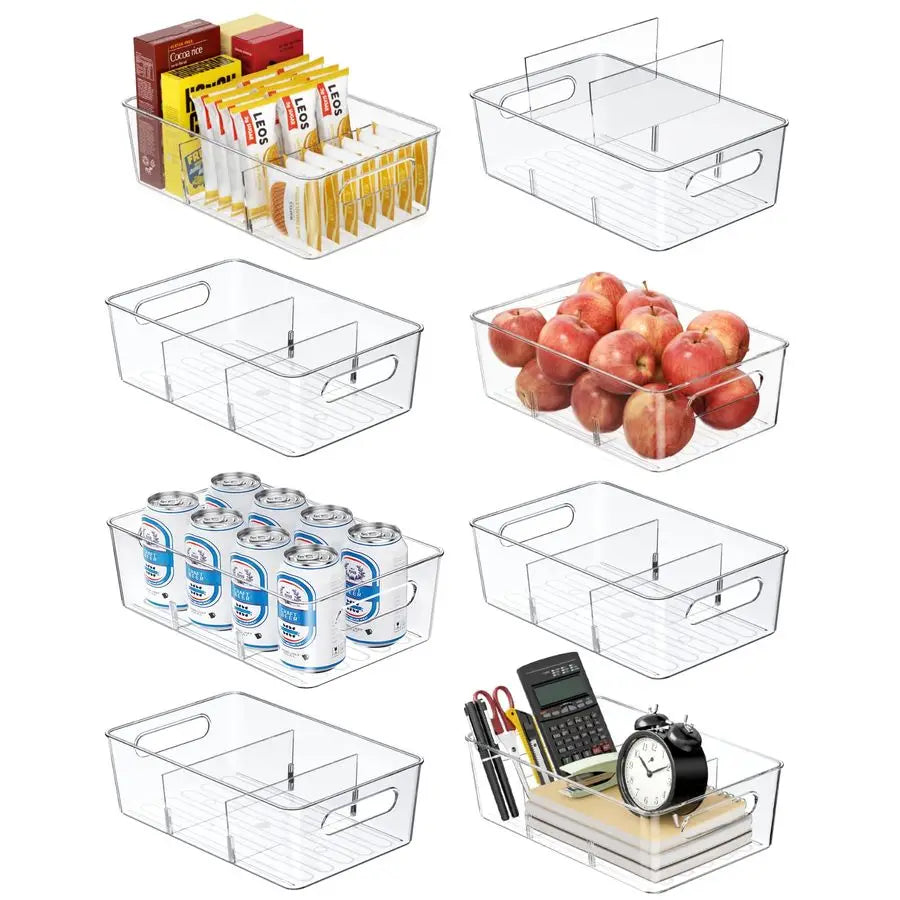 Pantry Organizers & Storage – 8PCS Clear Food Storage Bins for Snacks & Shelves
