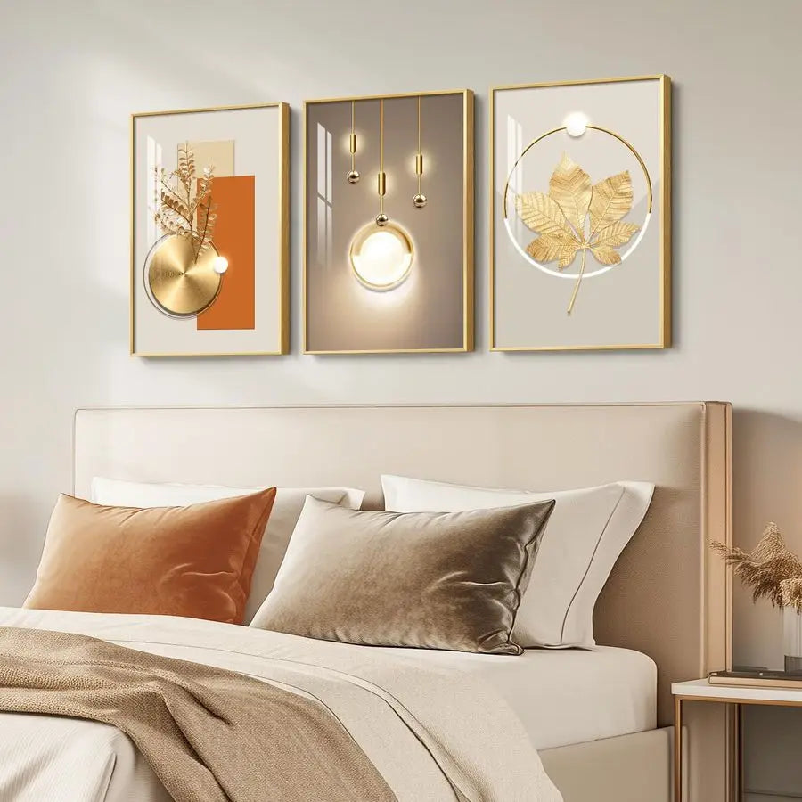 Contemporary Golden Canvas Artwork for Sophisticated Interiors.