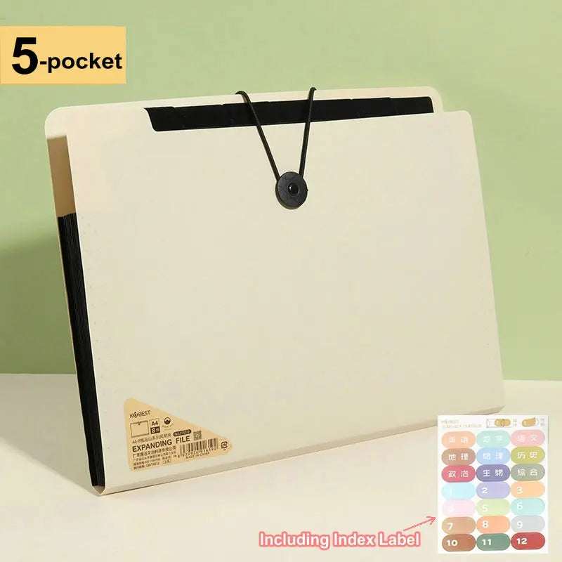 A4 Expanding File Folder with Classification Pockets for Document Storage