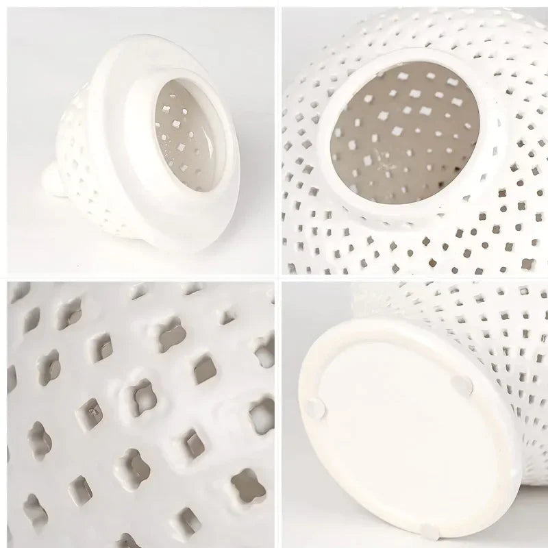 Elegant Hollow-Out Temple Jar for Sophisticated Home Styling.