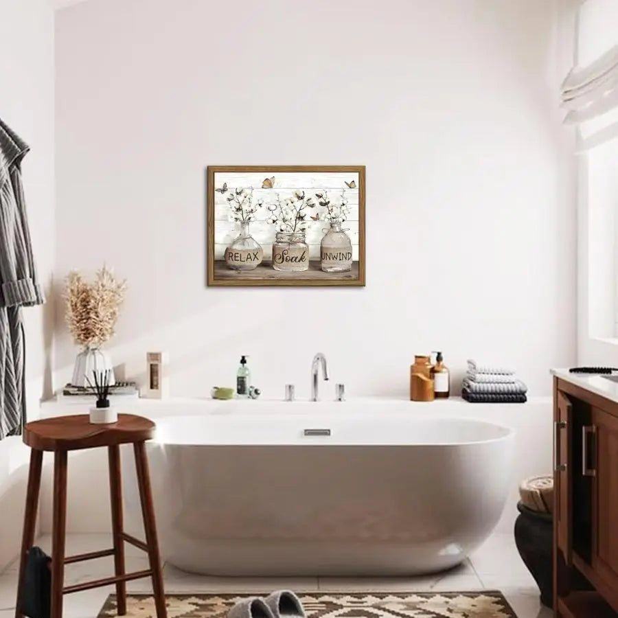 Modern Rustic Bathroom Wall Art for Relaxing Interiors.