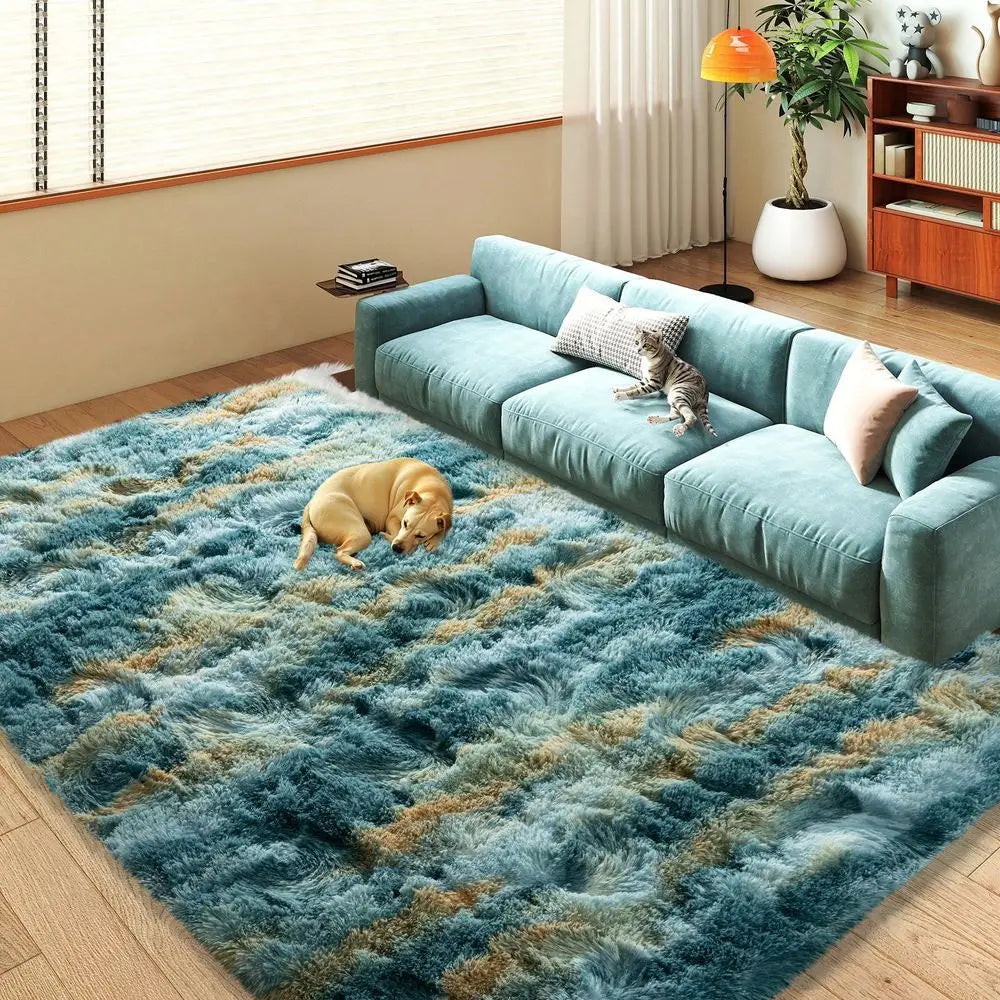 Plush Shaggy Carpet for Warm and Comfortable Home Interiors and a Pop of Color.