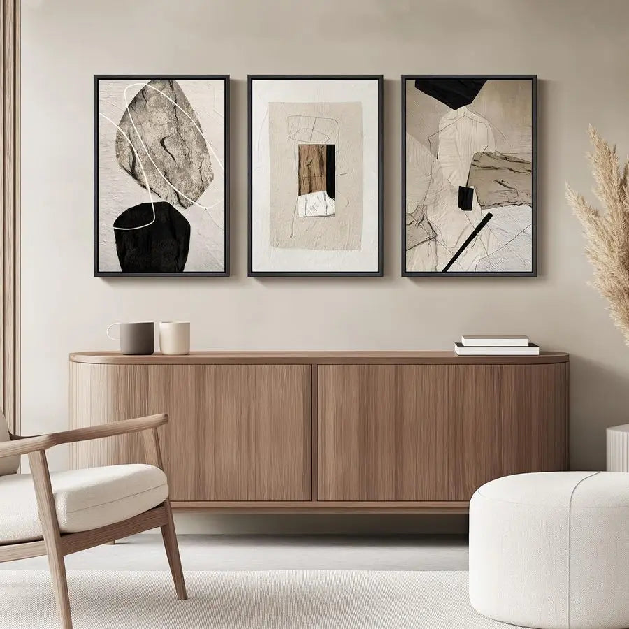 Elegant Black and Beige Canvas Prints for Cozy Modern Decor.