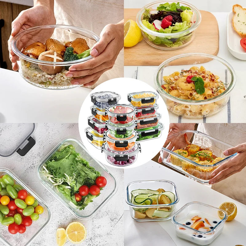 12-Piece Glass Food Storage Container Set – BPA-Free Airtight Bento Boxes