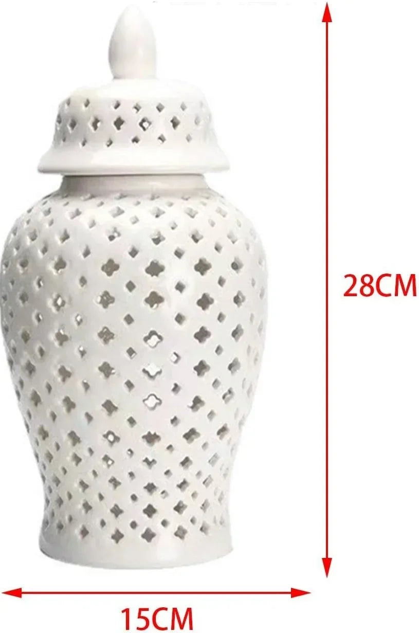 Elegant Hollow-Out Temple Jar for Sophisticated Home Styling.