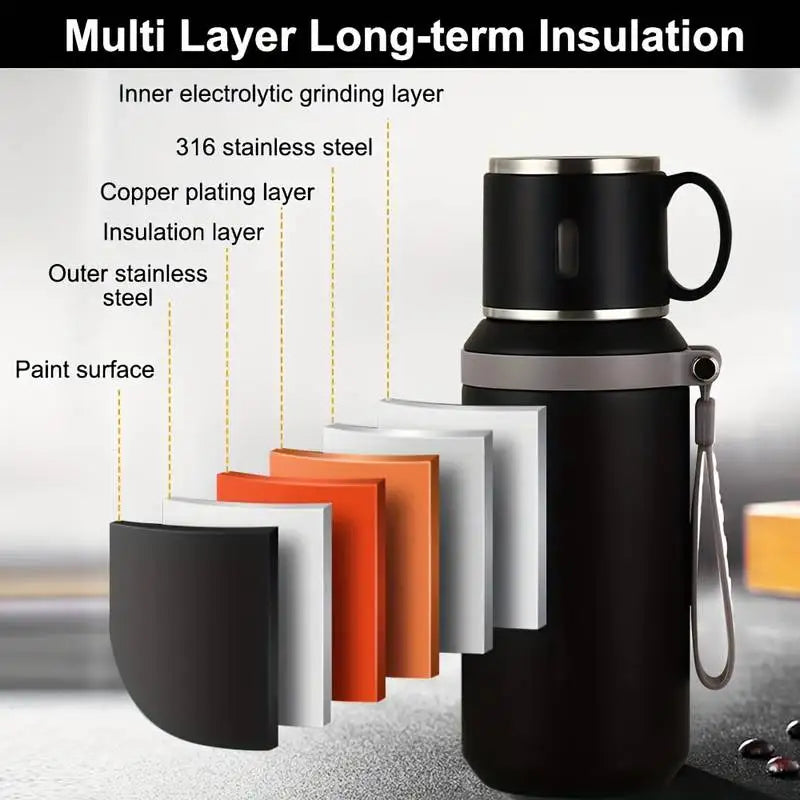Insulated Stainless Steel Tea & Coffee Mug – 600ml Office Travel Thermos