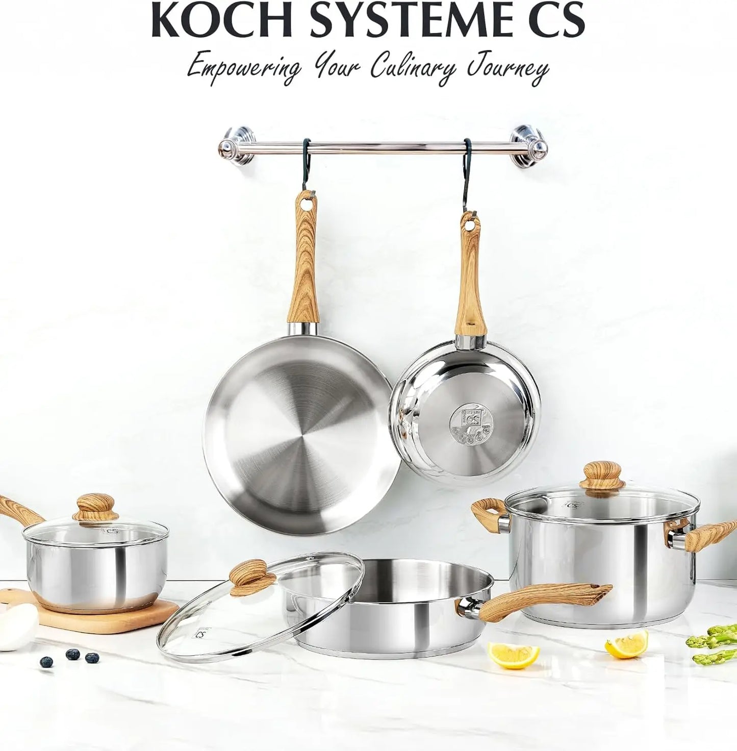 10PCS Stainless Steel Cookware Set – Professional 18/10 Pots & Pans with Cool-Touch Handles
