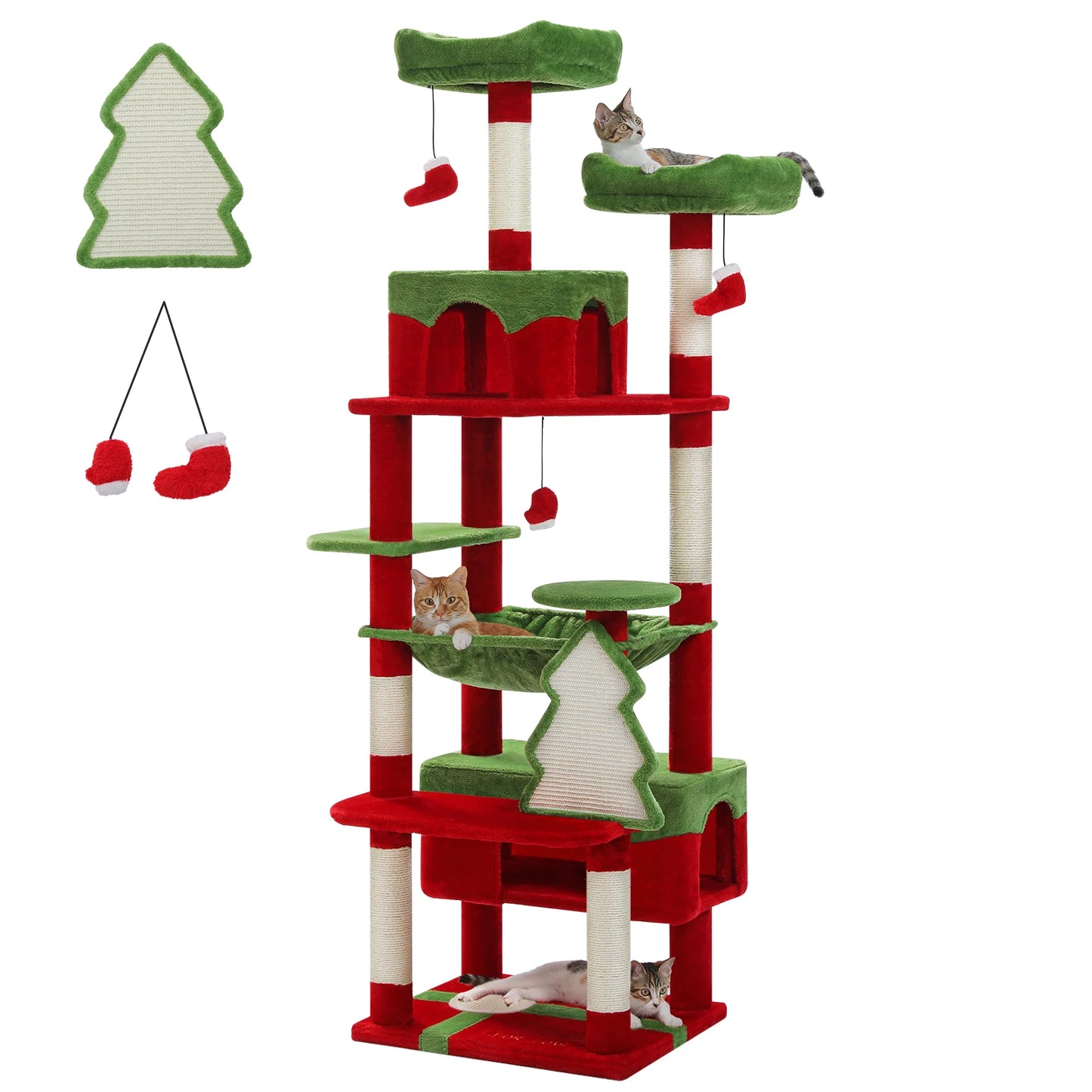 Large Cat Tree and Tower for Indoor Cats With Sisal-Covered Scratching Posts Spacious Hammock Padded Perches and Condos.