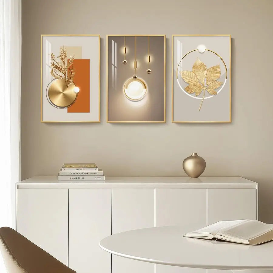 Contemporary Golden Canvas Artwork for Sophisticated Interiors.