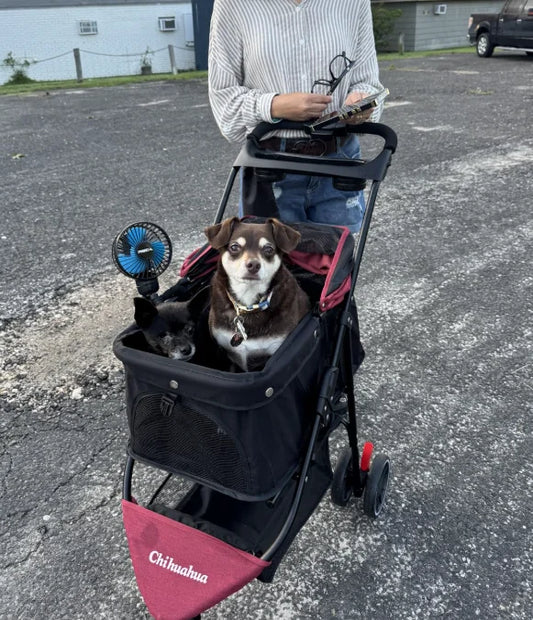 Portable Foldable Pet Stroller for Small Dogs and Cats; with Canopy and Storage Basket in Multiple Colors.