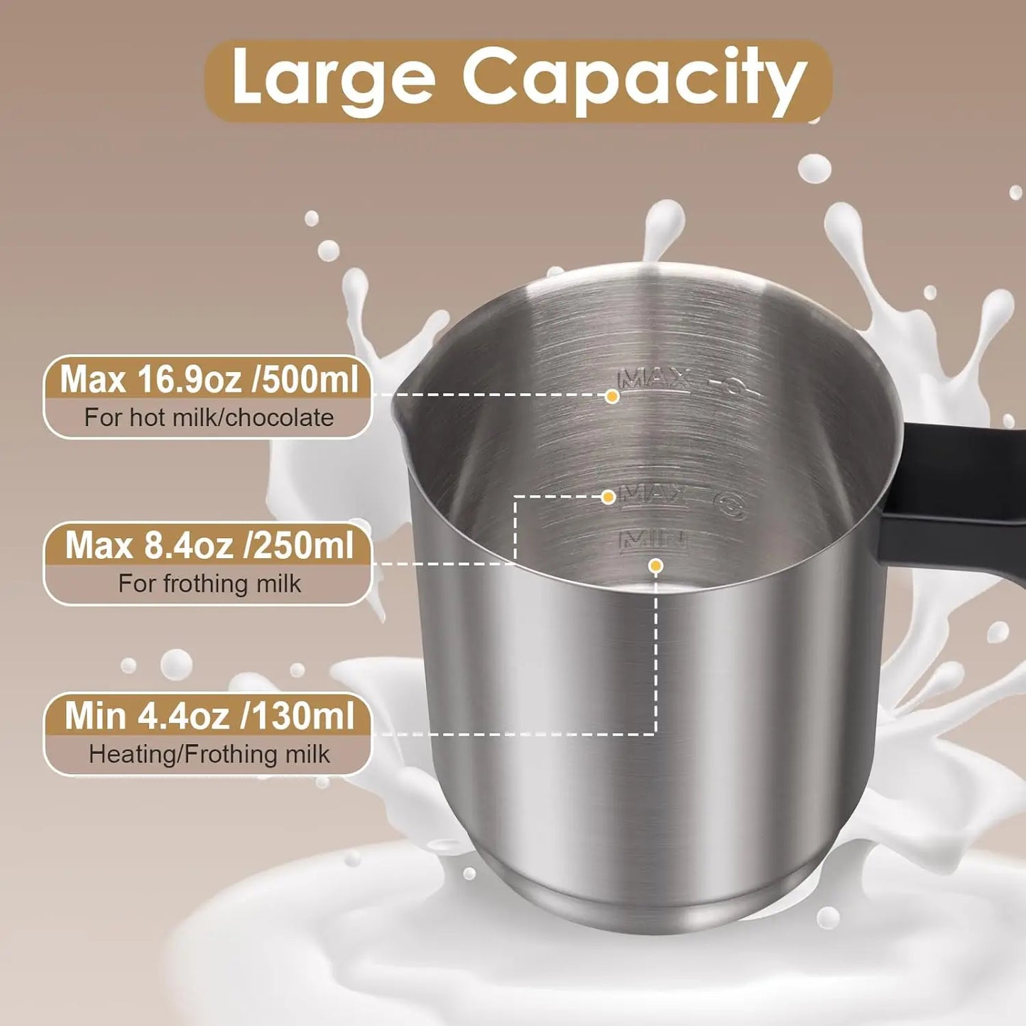 Multifunction Milk Frother & Steamer – 4 Modes for Hot & Cold Foam, Dishwasher Safe