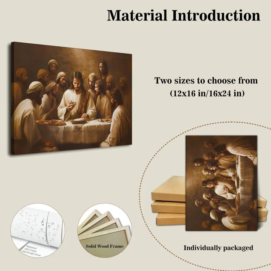 Modern Christian Canvas Wall Art Featuring The Last Supper.