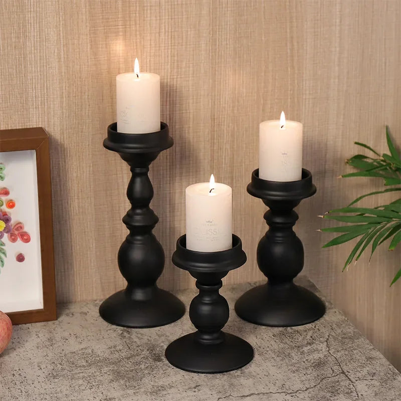 Minimalist Nordic Iron Candle Holder in Matte Black