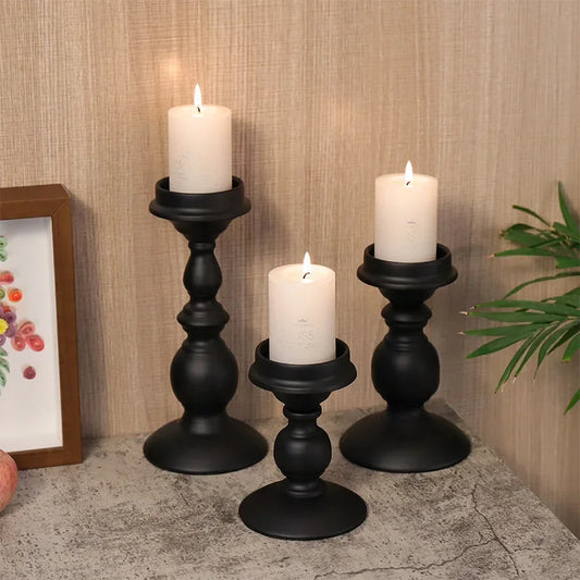 Minimalist Nordic Iron Candle Holder in Matte Black