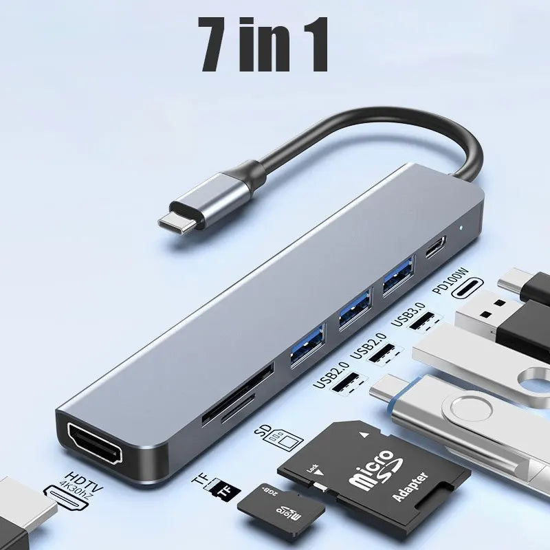 Multi-Port USB-C Adapter for MacBook, iPad, and Samsung Devices