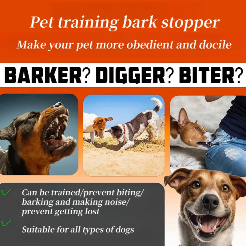 Waterproof Rechargeable Anti-Bark Collar with Vibration Training.