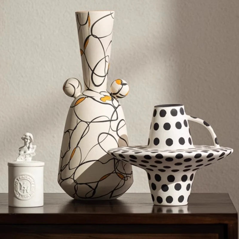 Wabi Sabi Style Ceramic Vase – Retro Home Decoration.