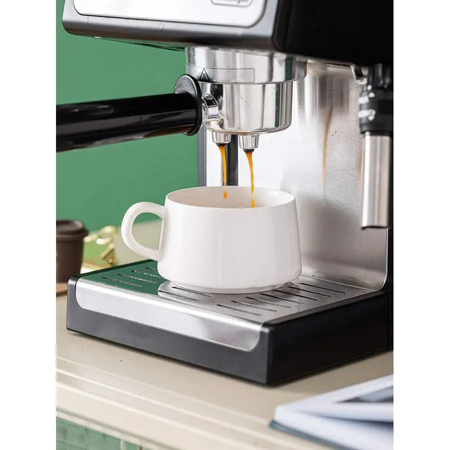 Porcelain Stackable Cappuccino Cups with Saucers – 8oz Specialty Coffee Cup Set