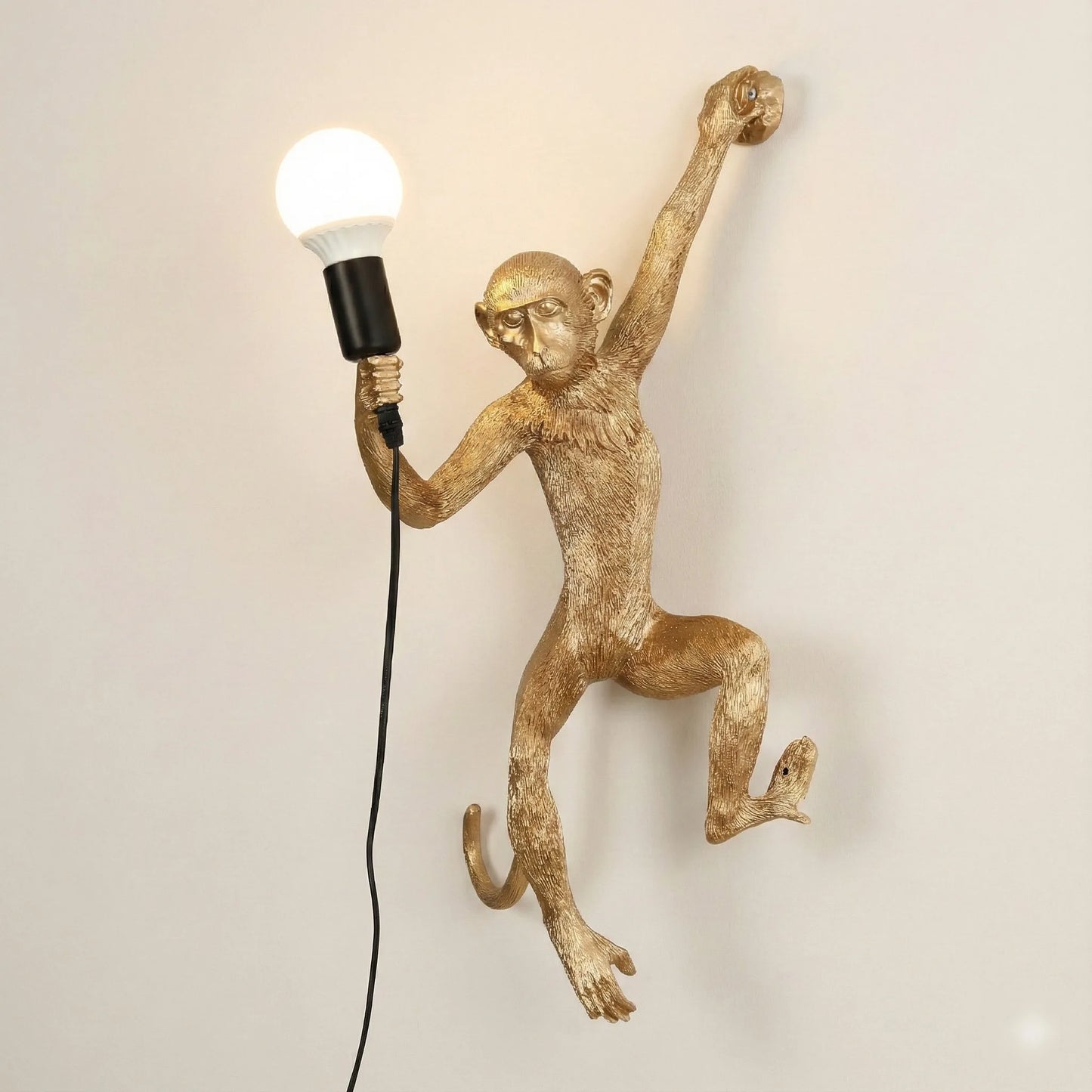 Gold Resin Monkey Wall Lamp Decor Modern Art Light Fixture.