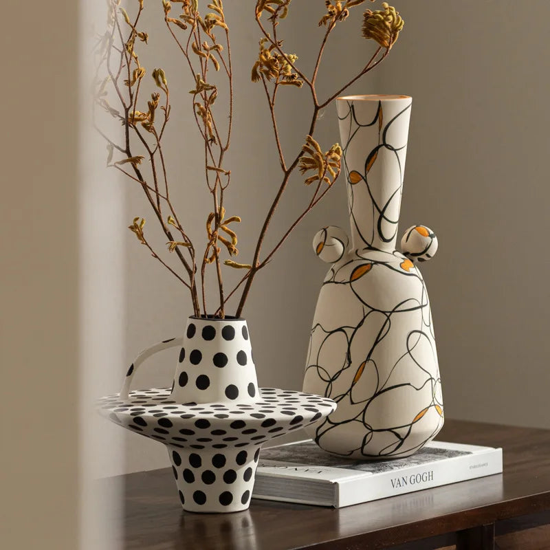Wabi Sabi Style Ceramic Vase – Retro Home Decoration.