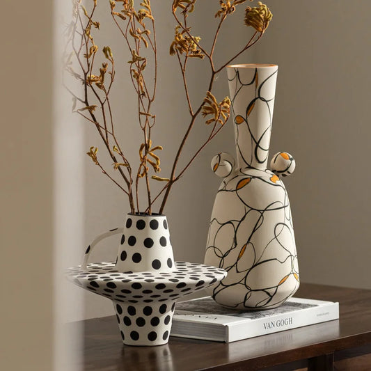 Wabi Sabi Style Ceramic Vase – Retro Home Decoration.