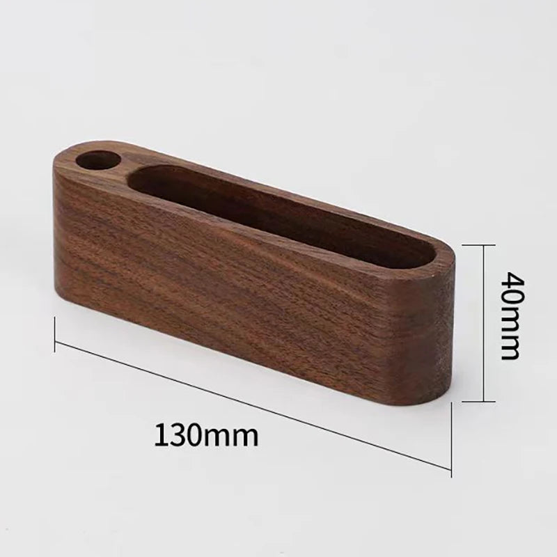 Wooden Business Card Display Stand with Pen Holder and Memo Storage