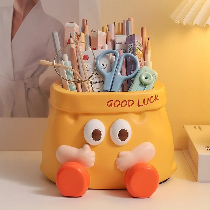 Cute Cartoon Paper Bag Pen Holder for Desk Storage