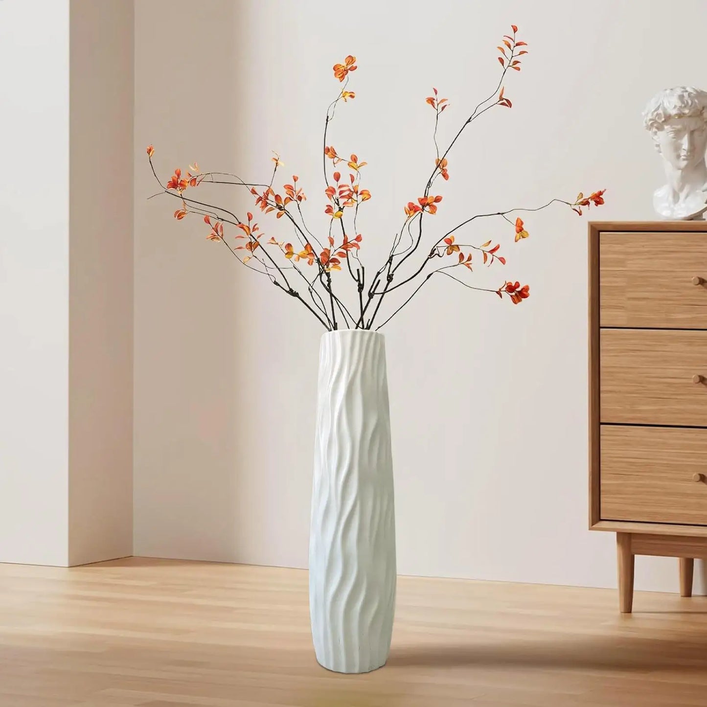 Luxury Tall Floor Vase with Artistic 3D Relief Design.