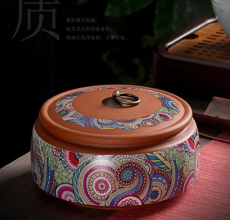 Chinese Purple Clay Tea Caddy for Traditional Tea Storage.