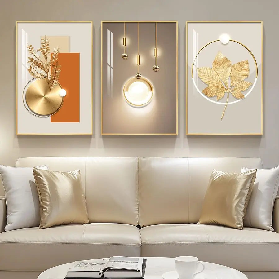 Contemporary Golden Canvas Artwork for Sophisticated Interiors.