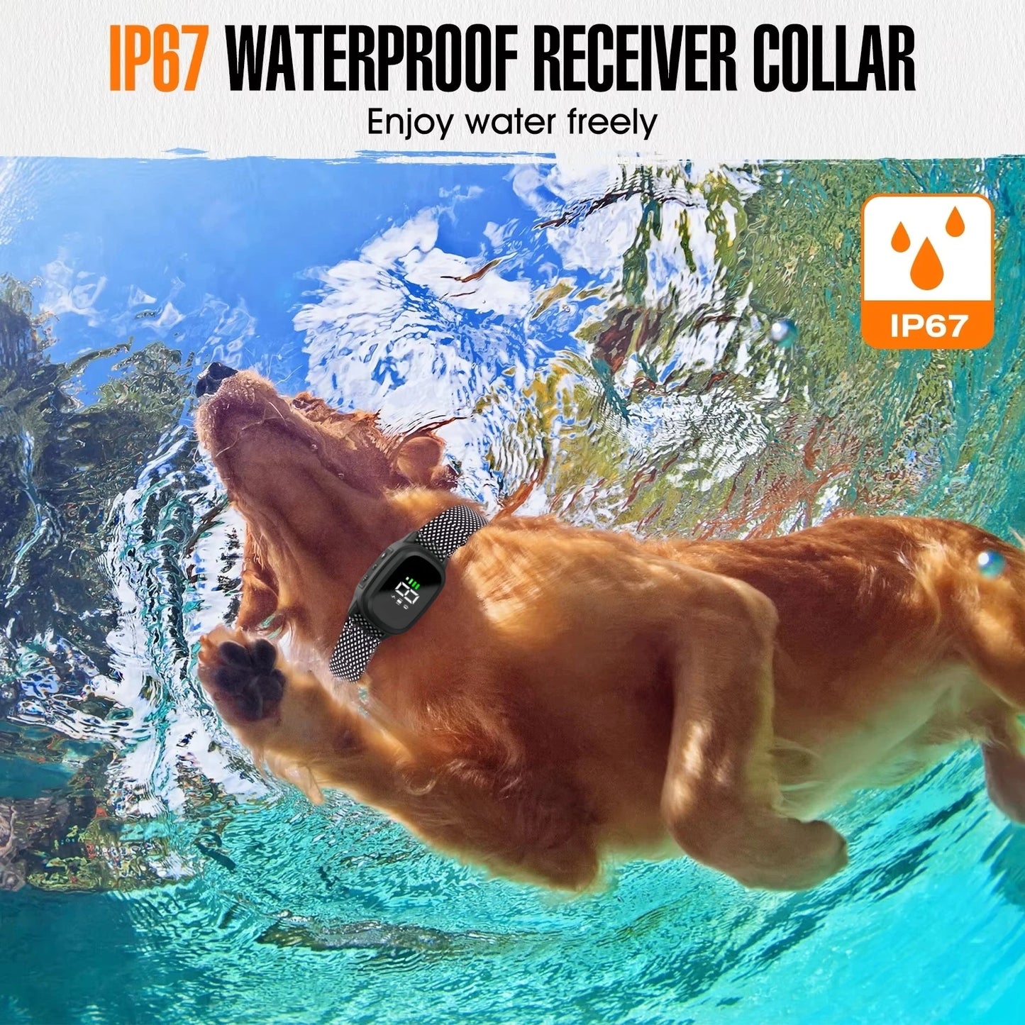 Waterproof Rechargeable Anti-Bark Collar with Vibration Training.