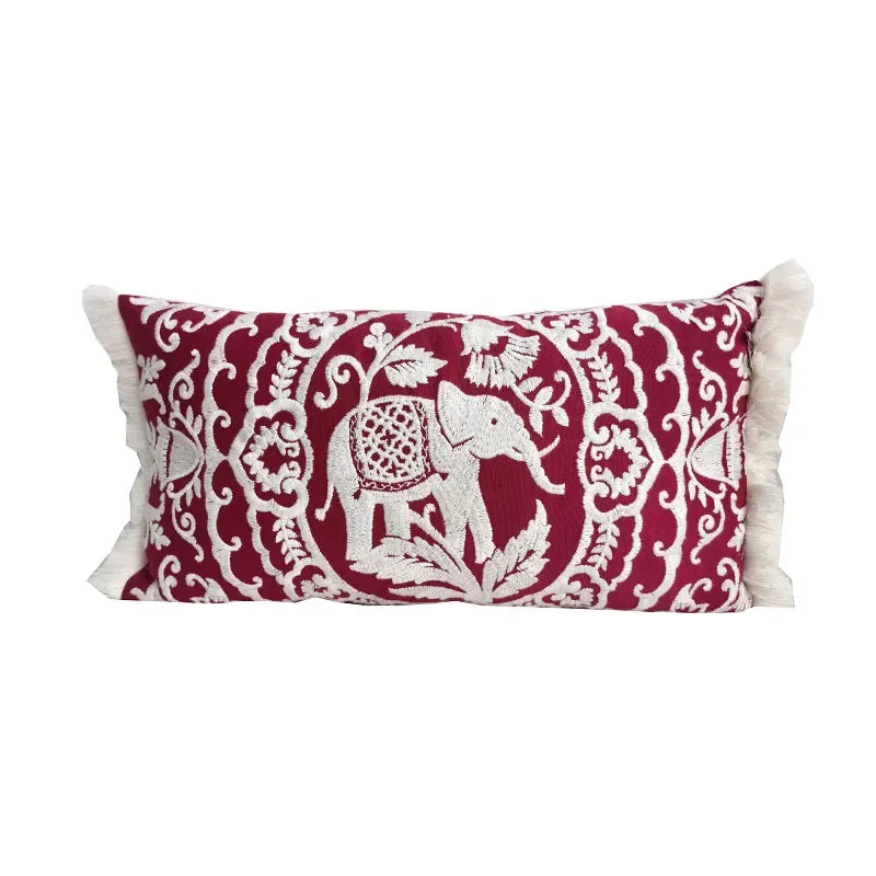Handcrafted Boho Embroidered Cushion Cover – 30x60cm Decorative Pillowcase