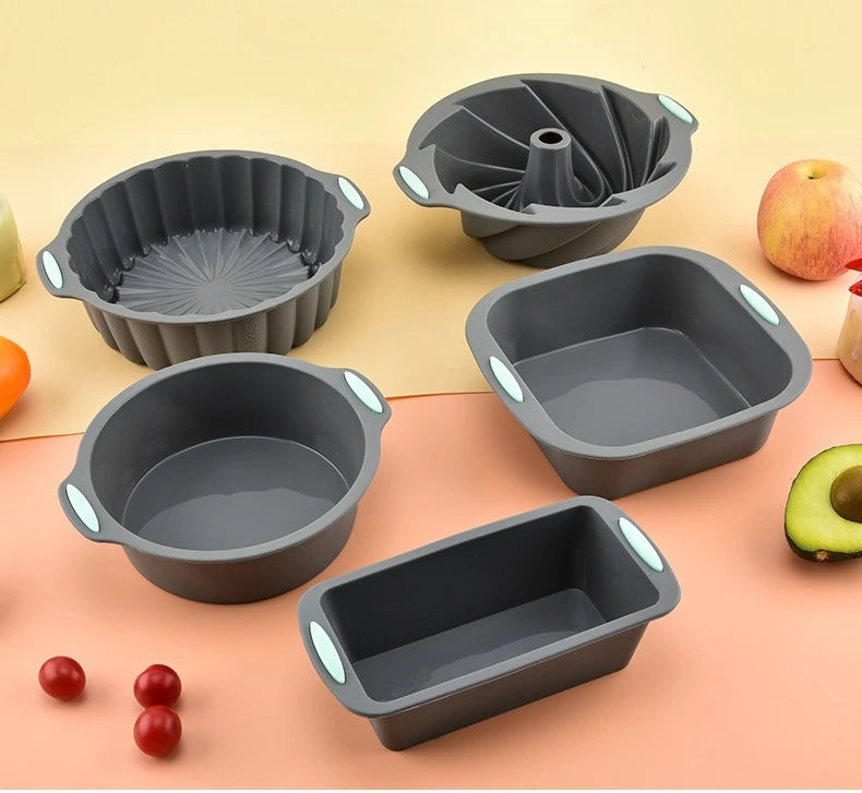 Silicone Bakeware Set – Non-Stick Cake Molds with Flower & Assorted Shapes