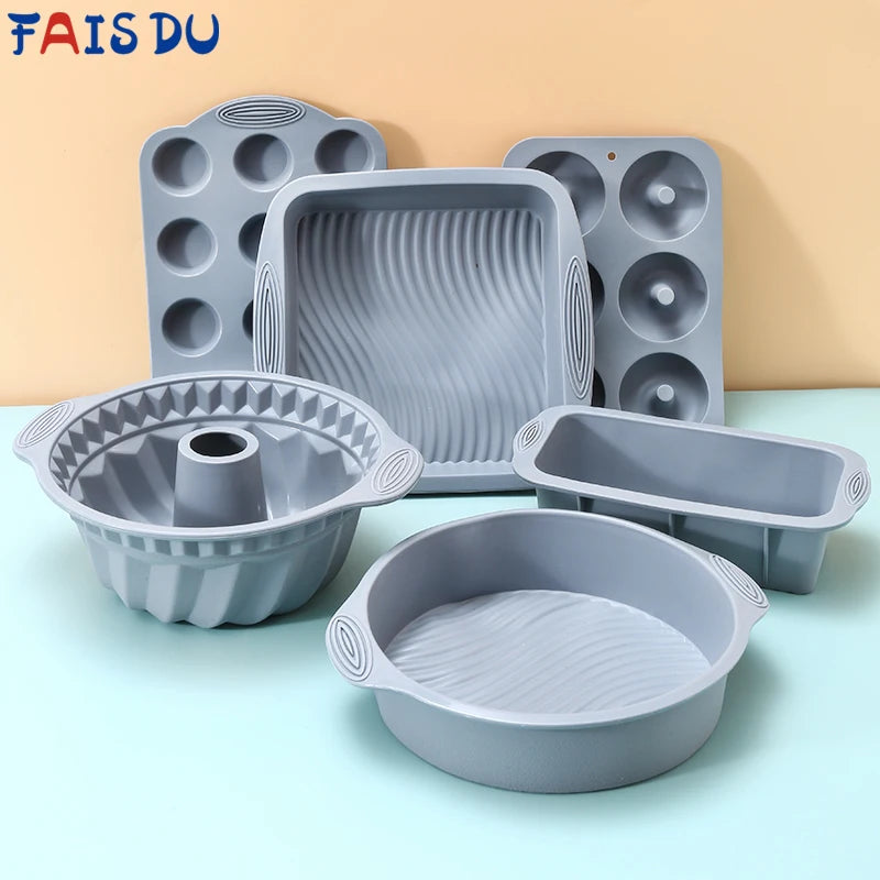 Multi-Shape Silicone Bakeware Kit -Muffin, Rectangular Bread & Cake Molds
