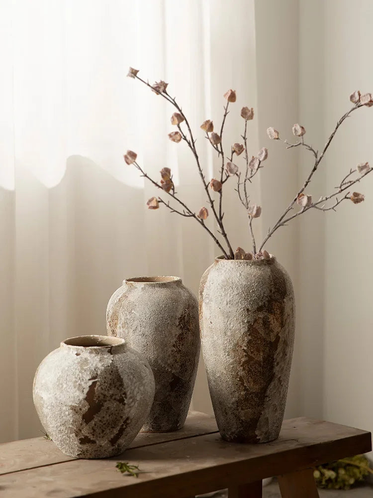 Traditional Mottled Pottery Vase for Refined Home Decor.