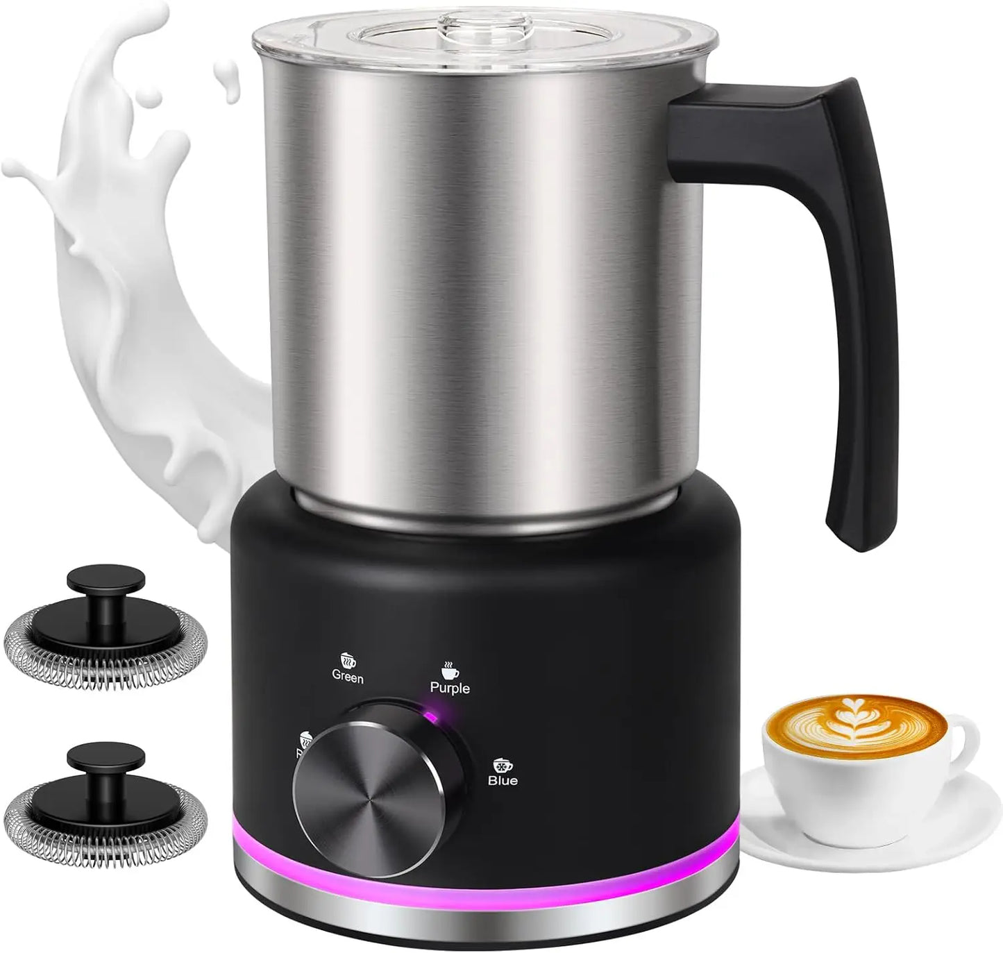 Multifunction Milk Frother & Steamer – 4 Modes for Hot & Cold Foam, Dishwasher Safe