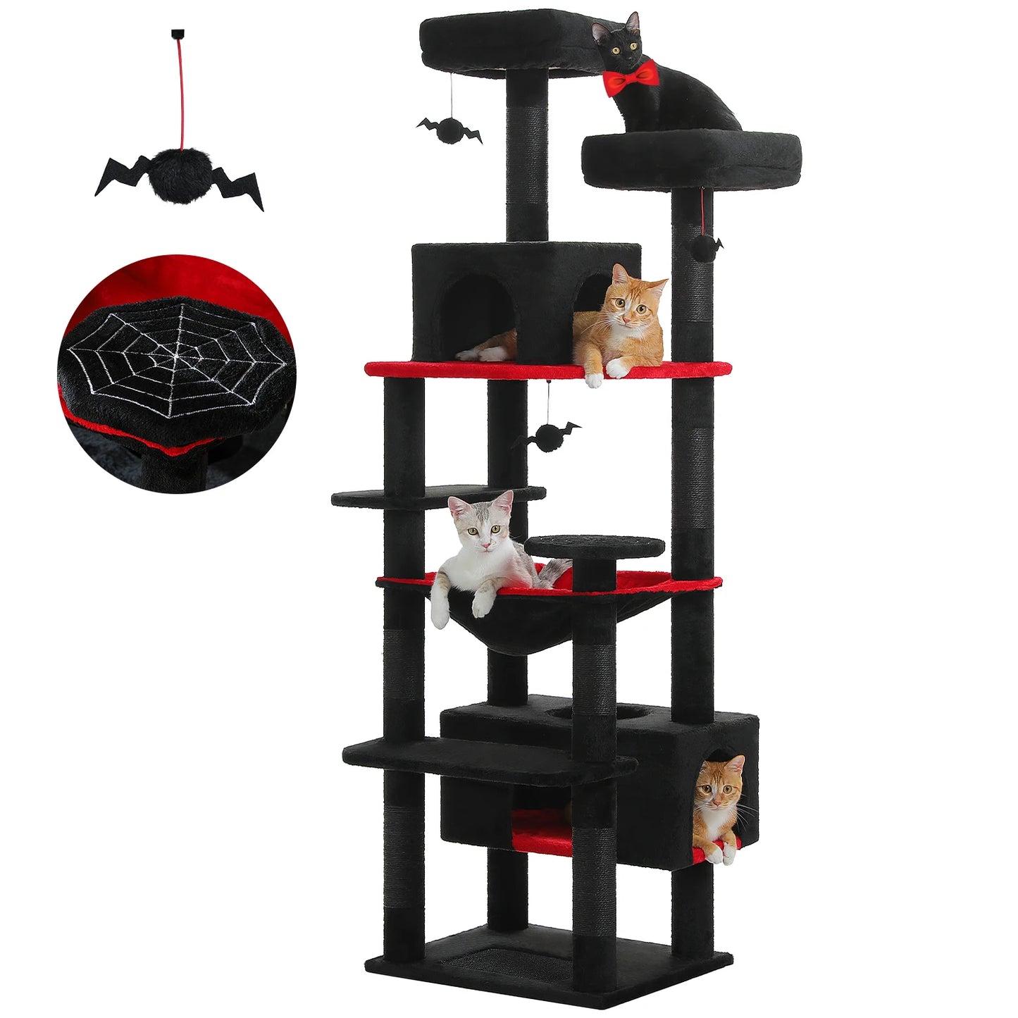 Large Cat Tree and Tower for Indoor Cats With Sisal-Covered Scratching Posts Spacious Hammock Padded Perches and Condos.
