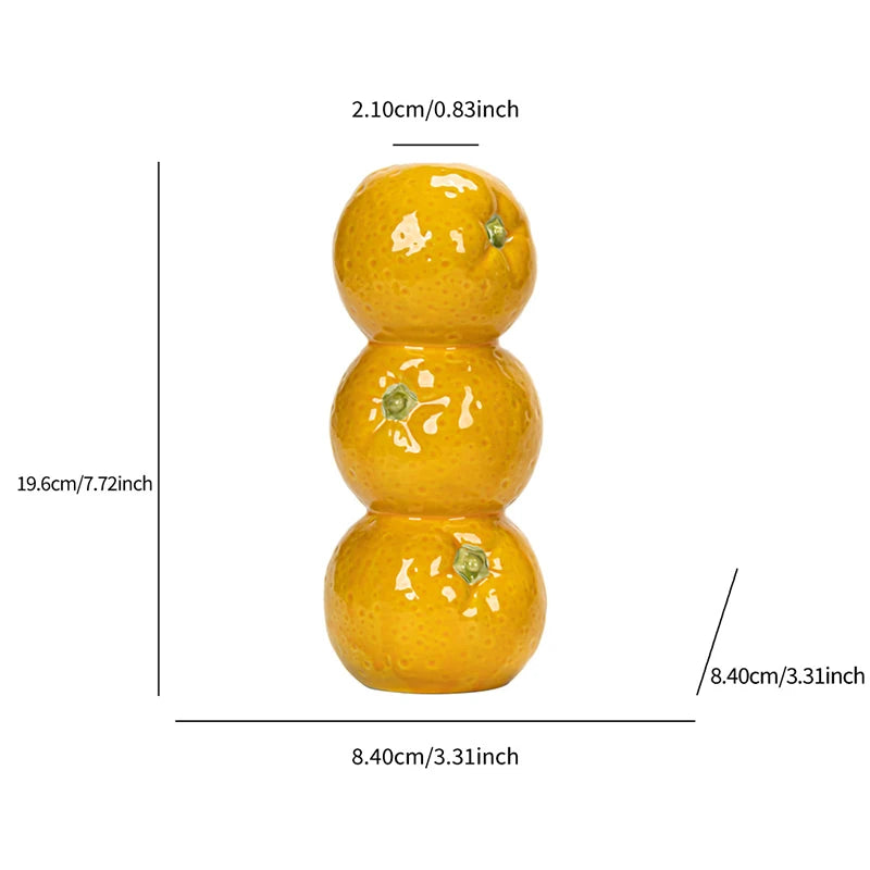 Fruit-Inspired Ceramic Vase with Orange, Lemon, and Watermelon Design for a Fun Summer BBQ or Decor.