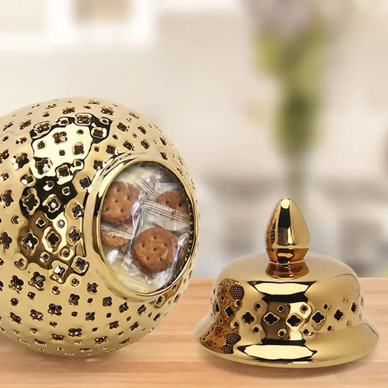 Elegant Hollow-Out Temple Jar for Sophisticated Home Styling.